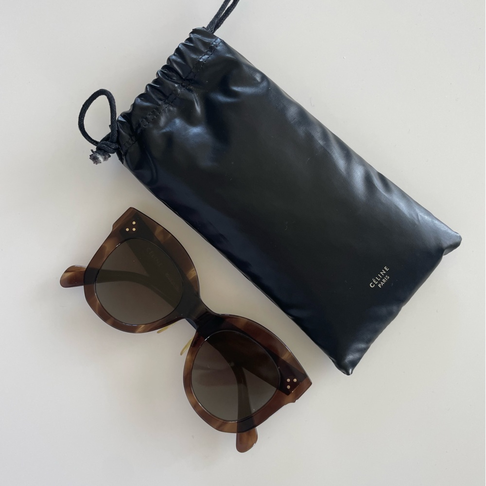 Celine Tortoiseshell Round Sunglasses with Brown Lenses